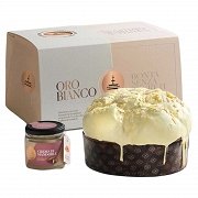 Zestaw ORO BIANCO_ Panettone migdałowe z kremem migdałowym (1kg + 180g kremu)