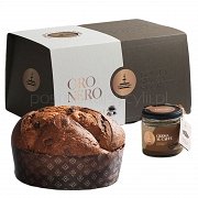 Zestaw ORO NERO_ Panettone czekoladowe z kremem kawowym (1kg + 180g kremu)