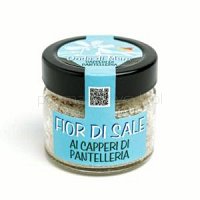 Sól morska z Sycylii  "FIOR di SALE", z Kaparami z Pantelleria, 120g (słoik)