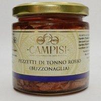 "Pezzetti di TONNO ROSSO" w oliwie z oliwek, 220g (CAMPISI)